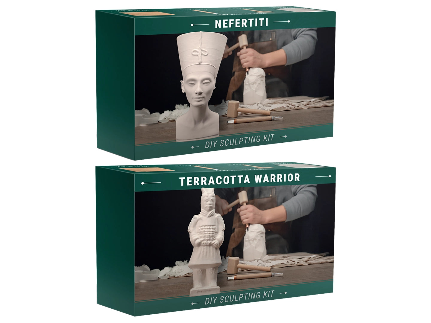 Clay Fun Pair – Complete Sculpting Kit Bundle with Nefertiti & Terracotta Warrior – BDIY_S_NW