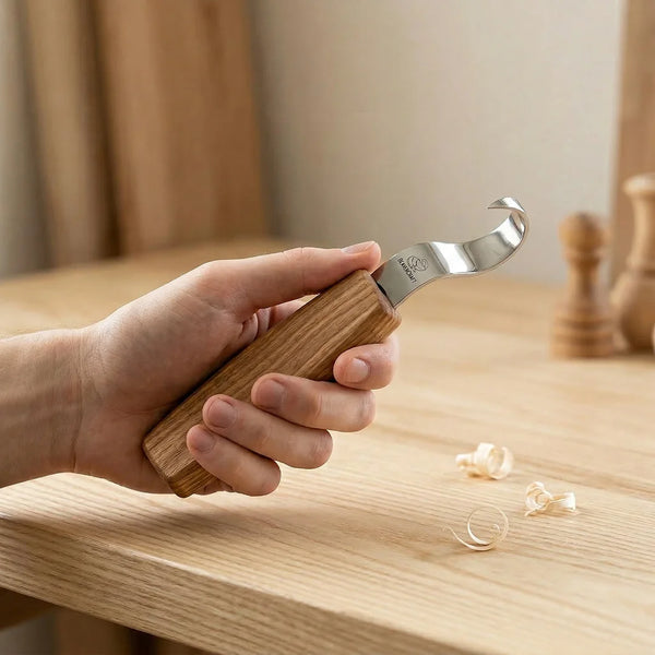 Left-Handed Spoon Carving Knife – Single Bevel Hook Knife – 25 mm – SK1L
