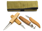 Left-Handed 4-Piece Wood Carving Knife Set – Whittling, Detail & Spoon Carving Knives Set in Tool Roll – S09L