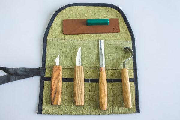 4-Piece Spoon & Kuksa Carving Set – Starter Spoon Carving Tool Set in Tool Roll – S49