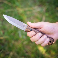 Bushcraft Knife for Camping & Outdoor – Carbon Steel Knife with Walnut Handle & Leather Sheath – BSH6 Breeze