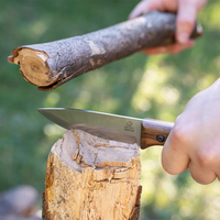 Bushcraft Knife for Camping & Outdoor – Carbon Steel Knife with Walnut Handle & Leather Sheath – BSH6 Breeze