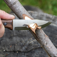 Bushcraft Knife for Camping & Outdoor – Carbon Steel Knife with Walnut Handle & Leather Sheath – BSH6 Breeze