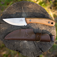 Bushcraft Knife for Camping & Outdoor – Carbon Steel Knife with Walnut Handle & Leather Sheath – BSH7 Wild Harvest
