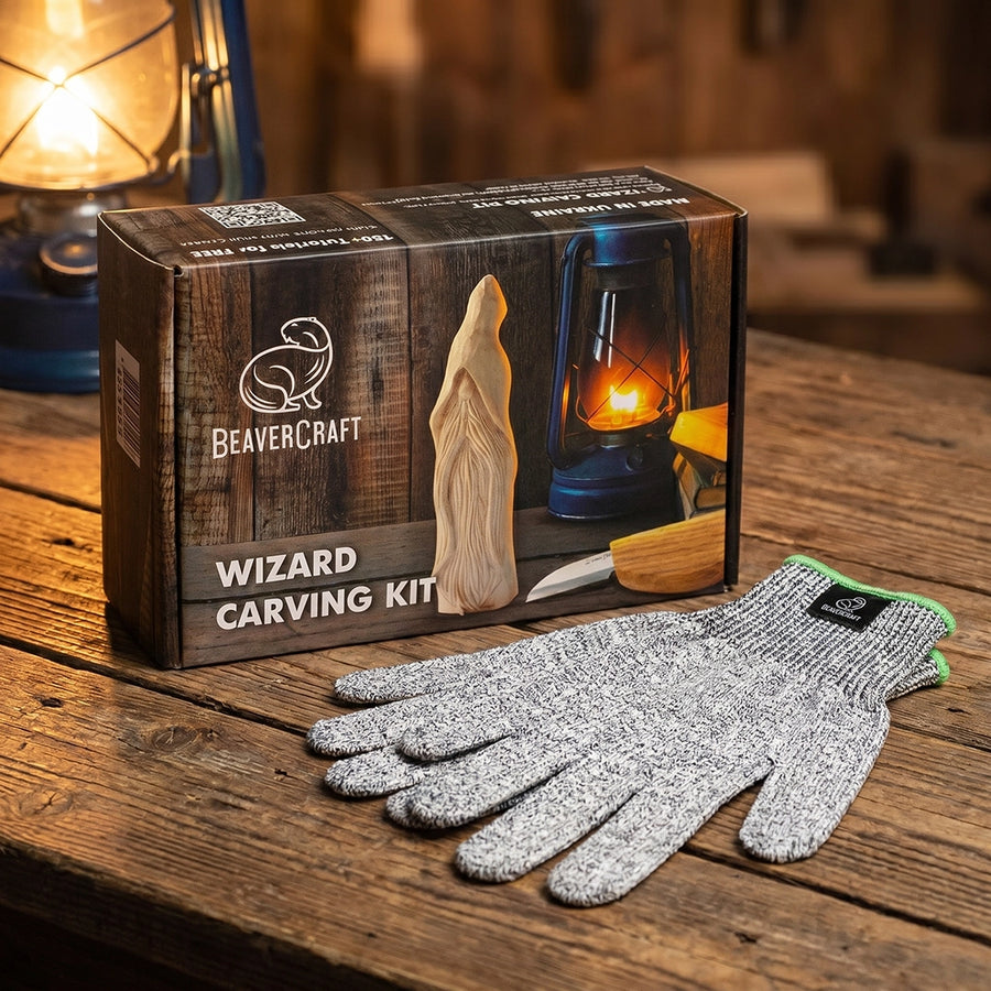 Wizard Carving Kit + Safety Gloves (S)