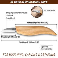 Wood Carving Bench Knife – Carving Knife for Fine Woodworking – C2