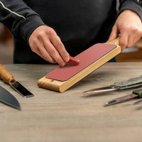 Leather Paddle Strop for Knife Sharpening – Double-Sided Leather Strop with Polishing Compound – LS1P1