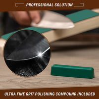 Leather Strop for Knife Sharpening – Double-Sided Leather Strop with Polishing Compound – LS2P1