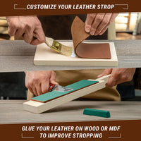 Leather Strop for Knife Sharpening – Double-Sided Leather Strop with Polishing Compound – LS2P1