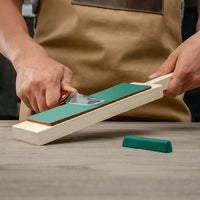 Leather Strop for Knife Sharpening – Double-Sided Leather Strop with Polishing Compound – LS2P1