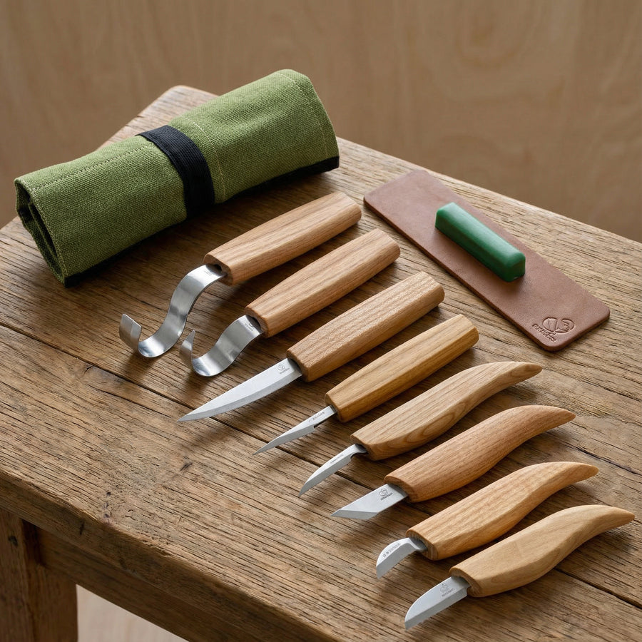 Wood Carving Tool Set in Tool Roll, 8 pcs