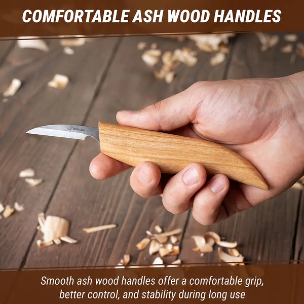 Left-Handed 3-Piece Spoon Carving Set – Wood Carving Knife Set in Tool Roll – S13L