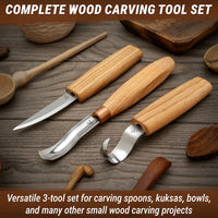 3-Piece Spoon Carving Tool Set – Beginner to Pro Wood Carving Set in Tool Roll – S14M