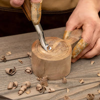 3-Piece Premium Spoon Carving Set – Walnut Handle Wood Carving Tools in Leather Case – S14X
