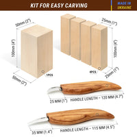 2-Piece Starter Wood Carving Knife Set – Wood Carving Kit with Basswood Blocks – S16