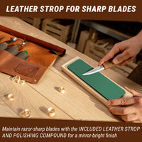 8-Piece Premium Wood Carving Knife Set – Walnut Handle Wood Carving Knives in Leather Tool Roll – S18X