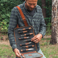 9-Piece Premium Wood Carving Tool Set – Walnut Handle Wood Carving Knives in Leather Tool Bag – S50X