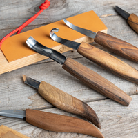 9-Piece Premium Wood Carving Tool Set – Walnut Handle Wood Carving Knives in Leather Tool Bag – S50X