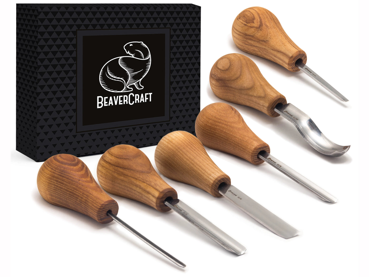 6-Piece Palm Carving Tool Set – Palm-Handled Wood Carving Gouge Chisel Set in Gift Box – SC05