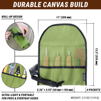 Tool Storage Roll – 4-Slot Canvas Roll-Up Tool Organizer – TR4