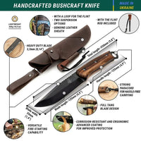 Bushcraft Knife Dusk with Ferro Rod & Sheath