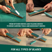 Pocket Leather Paddle Strop for Knife Sharpening – Double-Sided Leather Strop with 2 Polishing Compounds – LS9P2