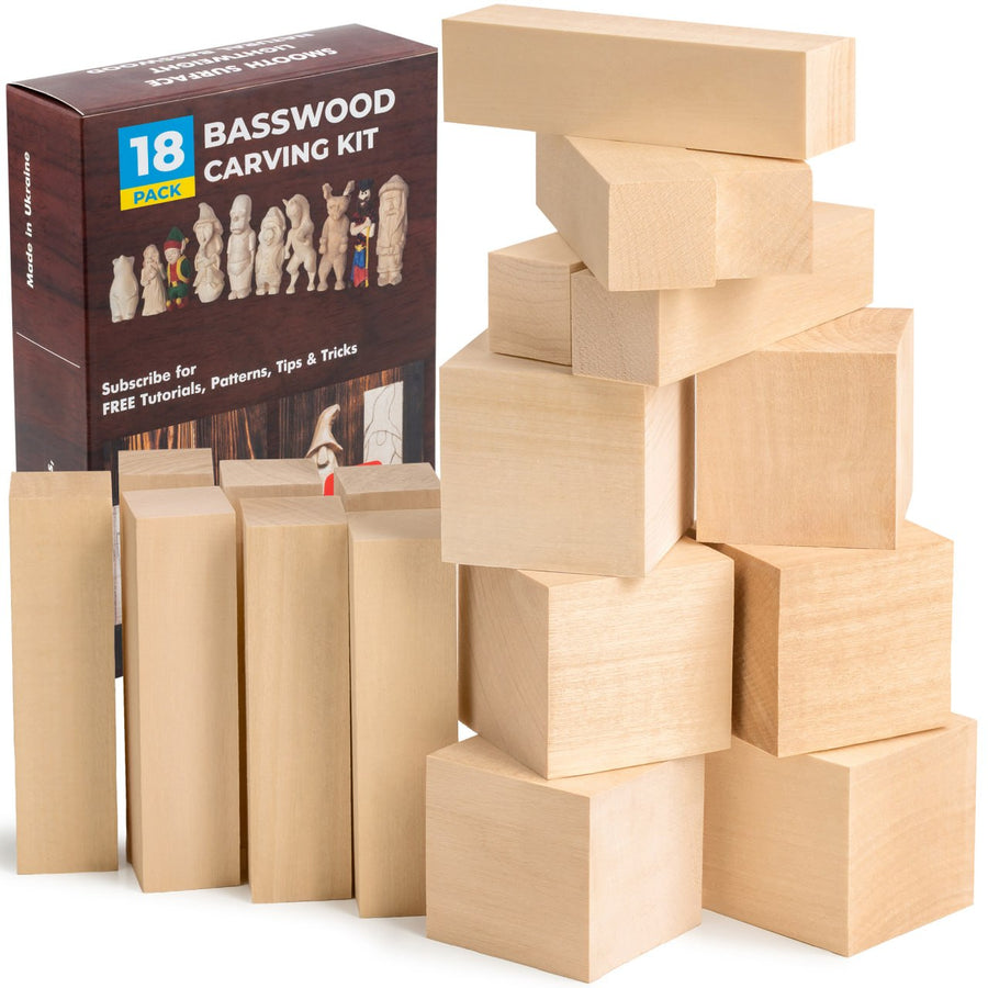 Basswood Carving Block Set, 18 pcs