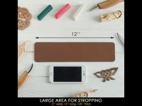 Leather Strop Kit for Knife Sharpening – Double-Sided Leather Strop with 3 Polishing Compounds – LS7P03