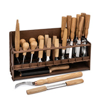 Left-Handed 42-Piece Wood Carving Tool Set – Large Wood Carving Kit with Wood Blocks, Spoon & Kuksa Blanks & Tool Storage Racks – S70L