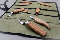 Left-Handed Wood Carving Tool Set in Tool Roll, 8 pcs