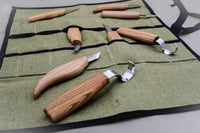 Left-Handed Wood Carving Tool Set in Tool Roll, 8 pcs