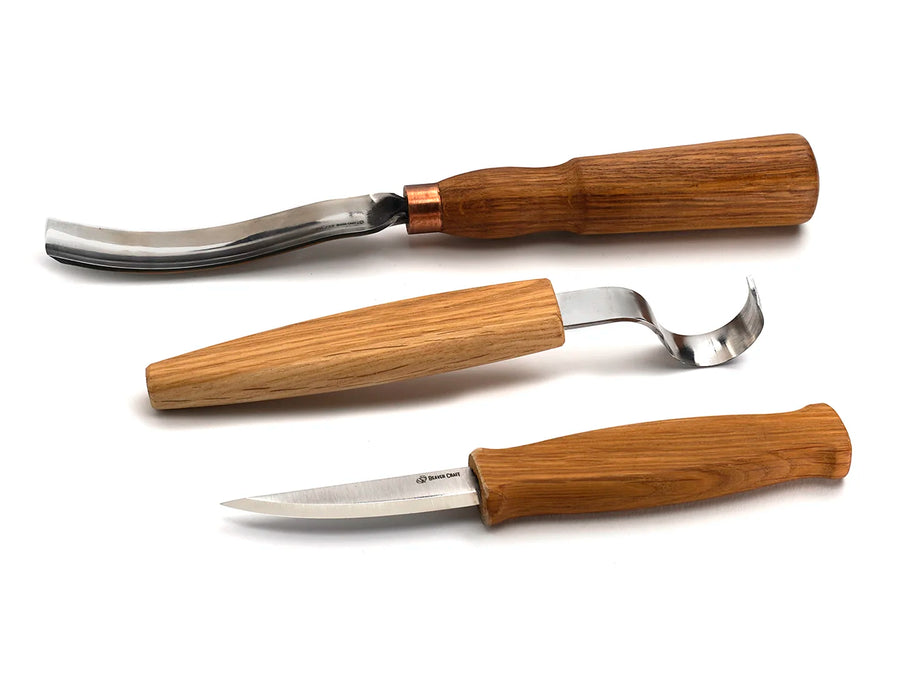 Left-Handed Spoon Carving Set with Gouge, 3 pcs