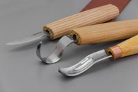 Left-Handed 3-Piece Spoon Carving Tool Set – Complete Spoon, Bowl & Kuksa Carving Set in Tool Roll – S38L