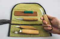 Left-Handed 4-Piece Wood Carving Tool Set – Wood Carving & Spoon Carving Knife Set in Tool Roll – S48L