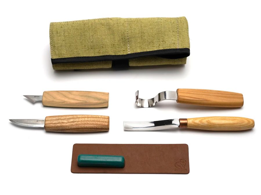 S49 – Holzschnitzwerkzeug-Set zum Löffelschnitzen (inkl. kompaktem Meißel)